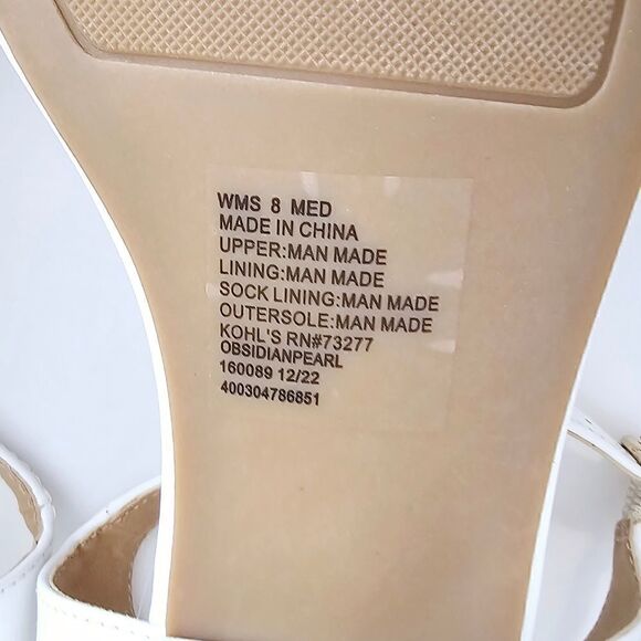 New! Faux Leather White Pearl Block Heel Square Toe Bridal Sandals - Picture 8 of 9